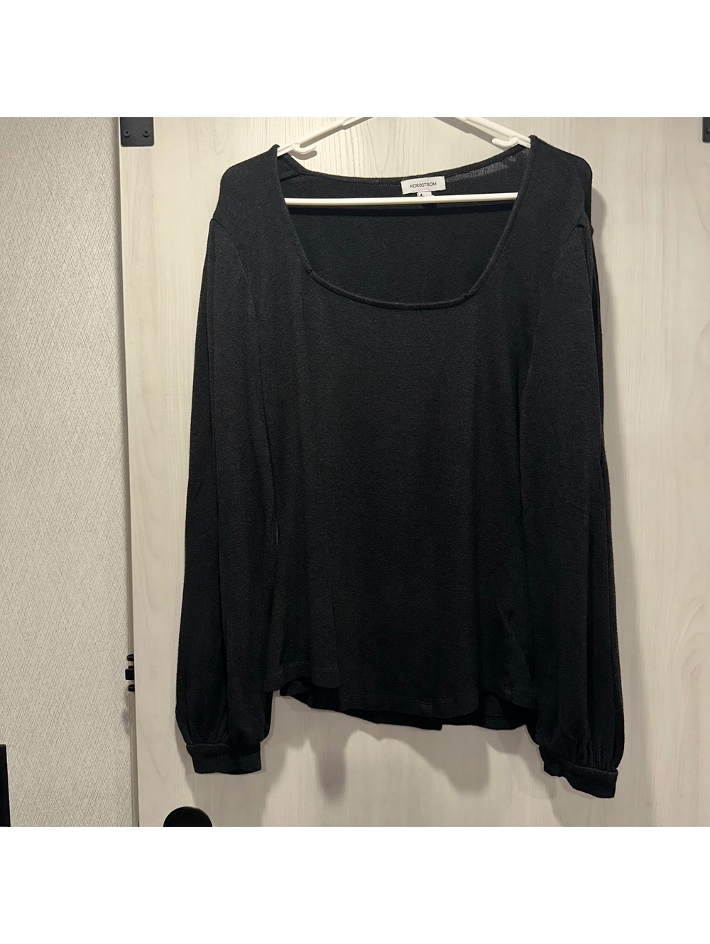 Nordstrom Women's Black Long Sleeve Square Neck Top XL